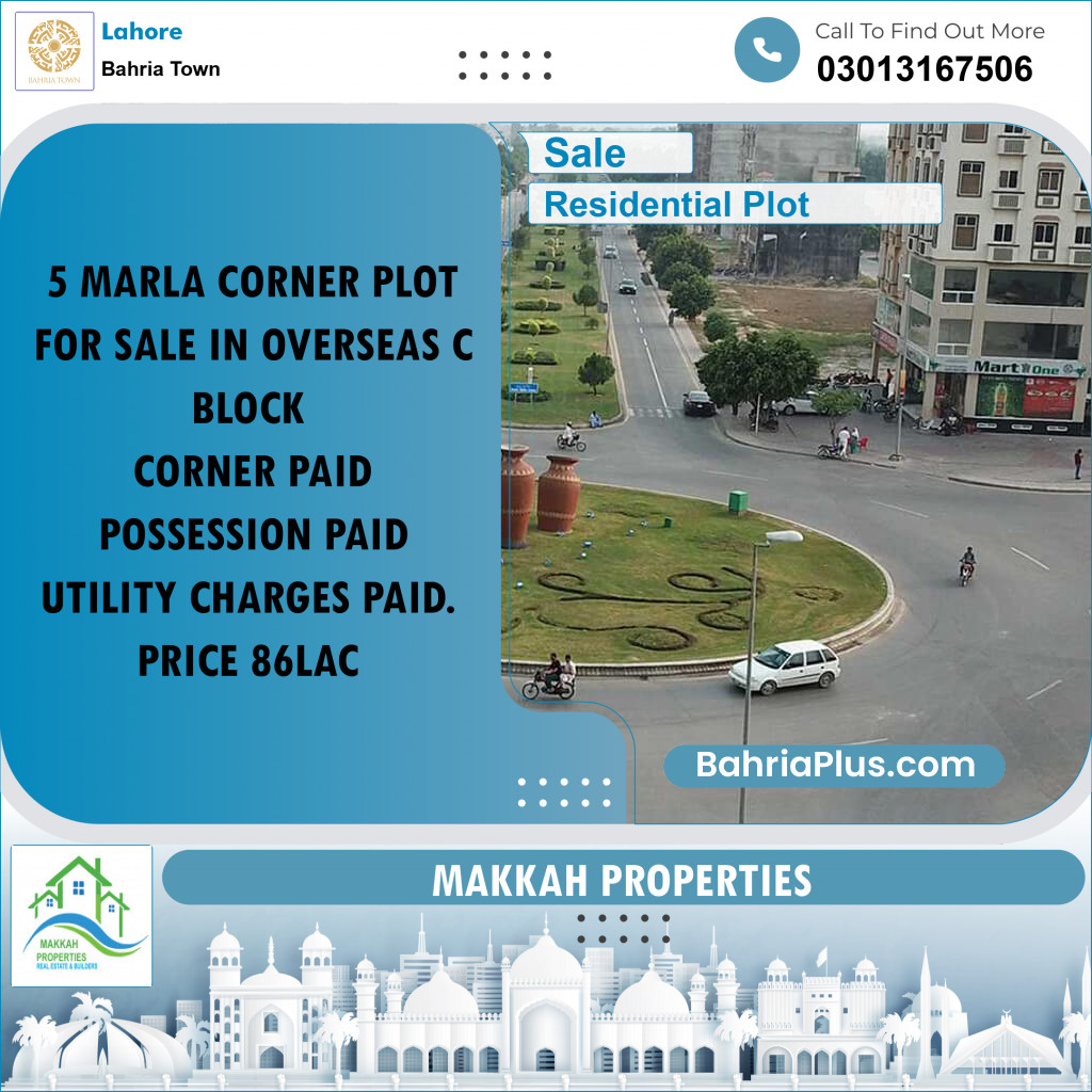Residential Plot for Sale in Overseas C -  Bahria Town, Lahore - (BP-169547)