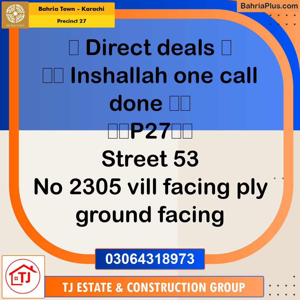 Residential Plot for Sale in Precinct 27 -  Bahria Town, Karachi - (BP-169606)