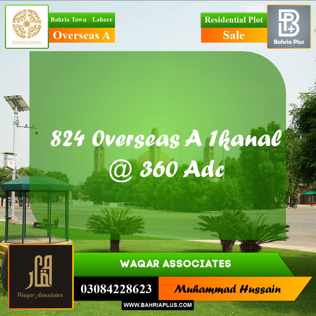 Residential Plot for Sale in Overseas A -  Bahria Town, Lahore - (BP-169629)