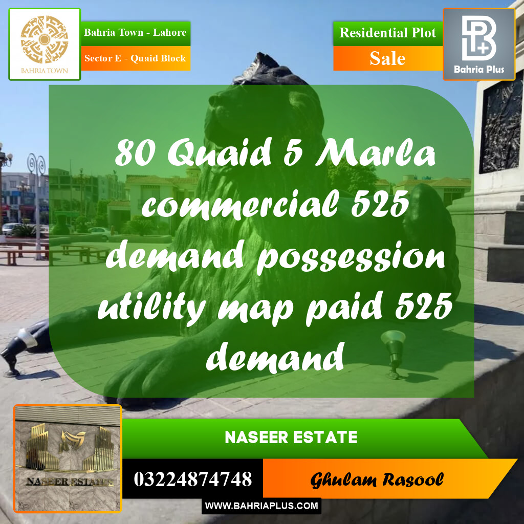 Residential Plot for Sale in Sector E - Quaid Block -  Bahria Town, Lahore - (BP-169641)