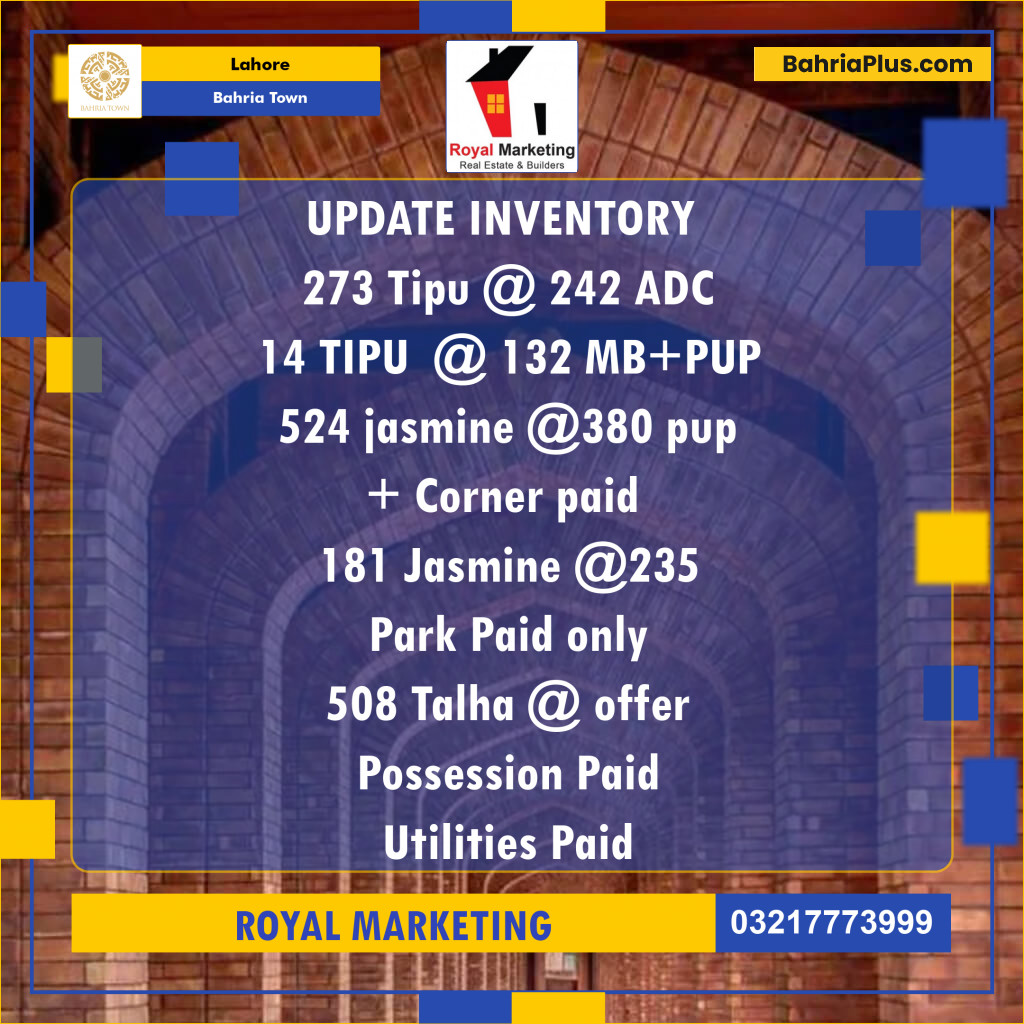Residential Plot for Sale in Sector F - Tipu Sultan Block -  Bahria Town, Lahore - (BP-169644)