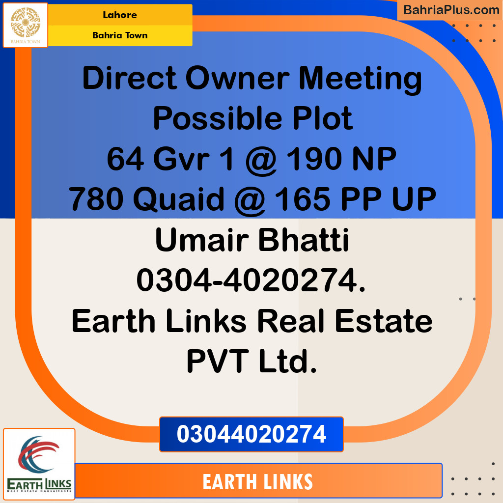 Residential Plot for Sale in Golf Phase 1 -  Bahria Town, Lahore - (BP-169661)