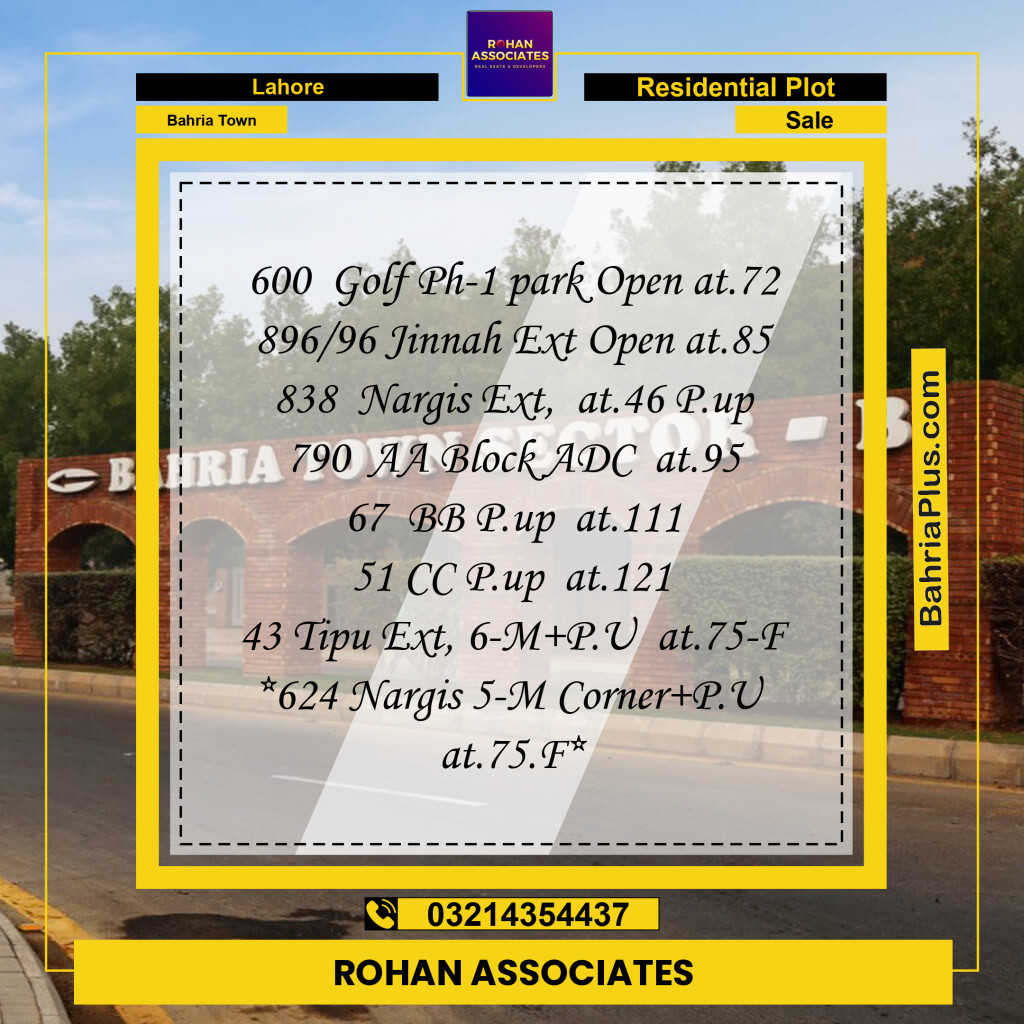 Residential Plot for Sale in Golf Phase 1 -  Bahria Town, Lahore - (BP-169691)
