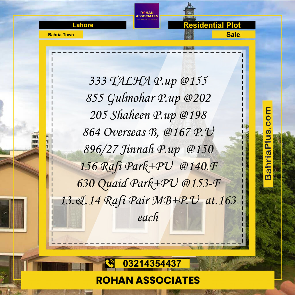 Residential Plot for Sale in Sector F - Talha Block -  Bahria Town, Lahore - (BP-169693)