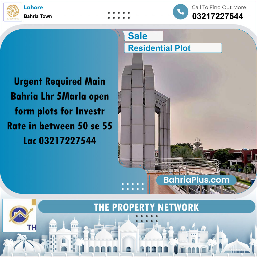 Residential Plot for Sale in Bahria Town, Lahore - (BP-169722)