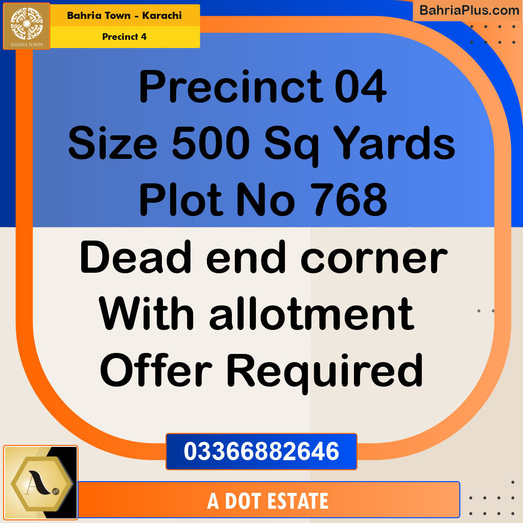 500 Sq. Yards Residential Plot for Sale in Precinct 4 -  Bahria Town, Karachi - (BP-169737)