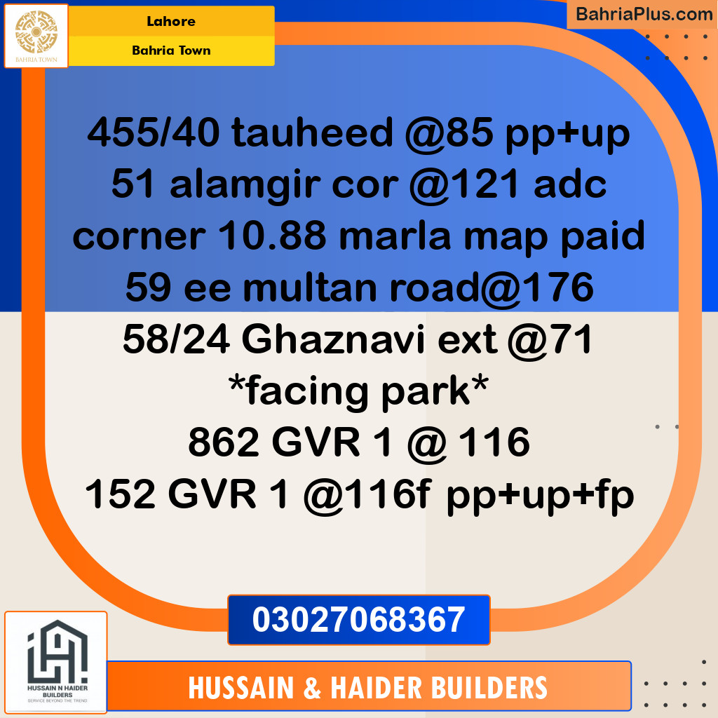 Residential Plot for Sale in Sector F - Tauheed Block - Bahria Town, Lahore - (BP-169760)
