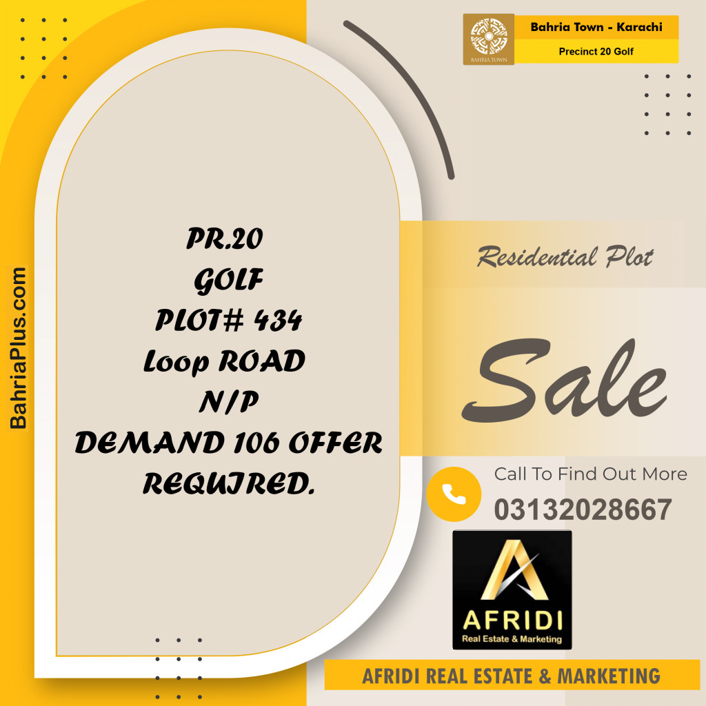 Residential Plot for Sale in Precinct 20 Golf -  Bahria Town, Karachi - (BP-169803)