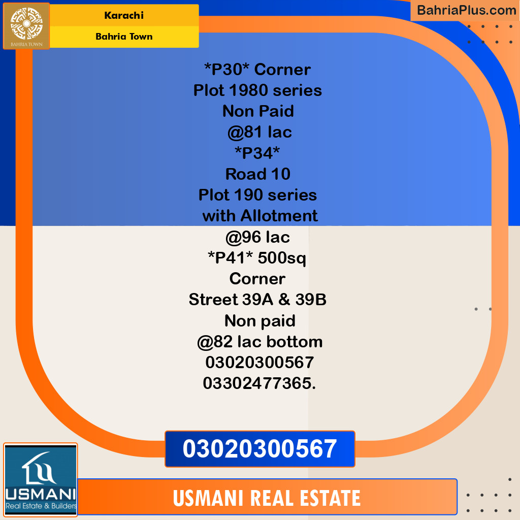 250 Sq. Yards Residential Plot for Sale in Precinct 30 -  Bahria Town, Karachi - (BP-169820)