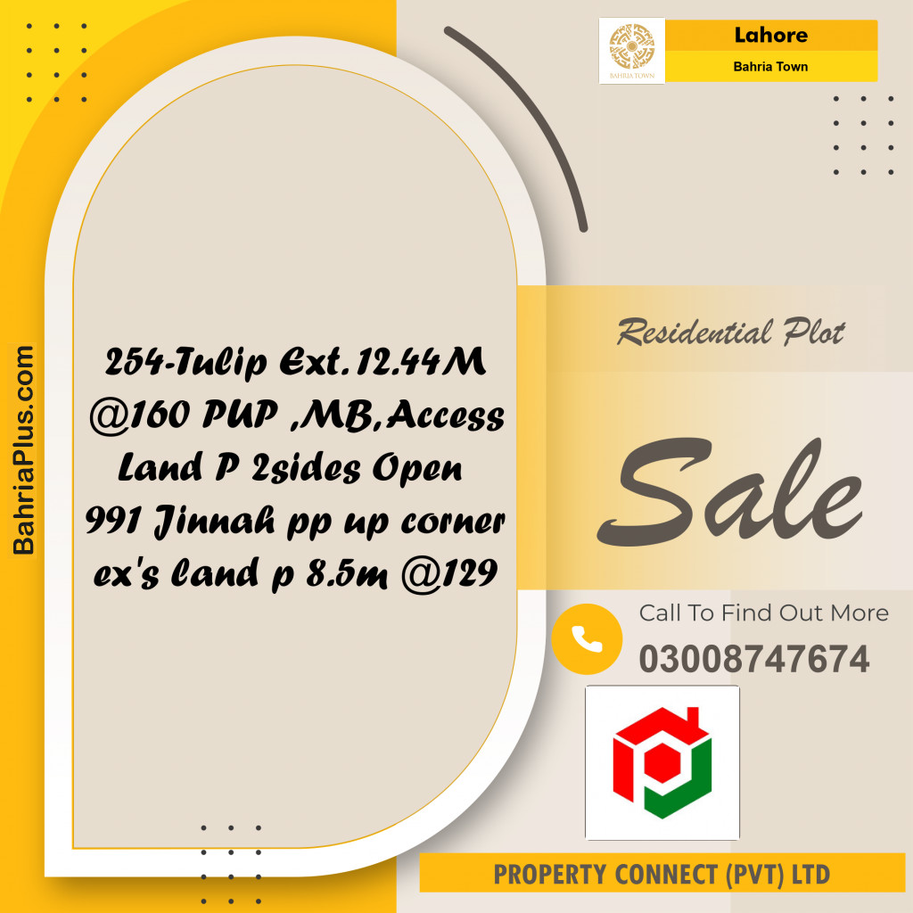 Residential Plot for Sale in Sector C - Tulip Ext. Block -  Bahria Town, Lahore - (BP-169832)