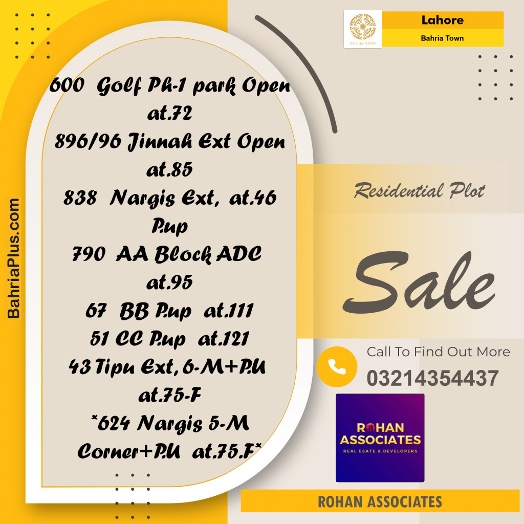 Residential Plot for Sale in Golf Phase 1 - Bahria Town, Lahore - (BP-169867)