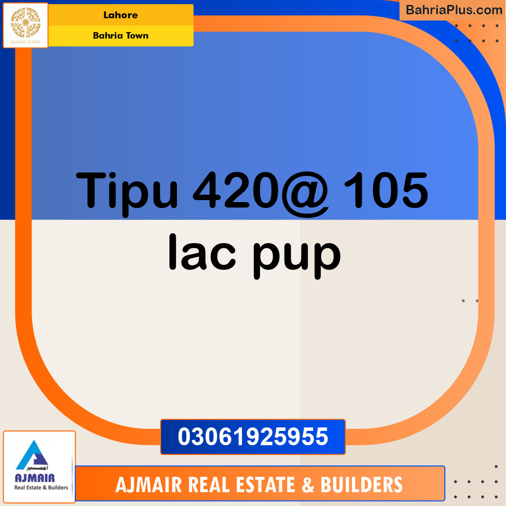 Residential Plot for Sale in Sector F - Tipu Sultan Block -  Bahria Town, Lahore - (BP-169891)