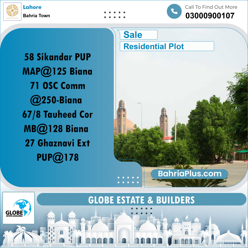 Residential Plot for Sale in Sector F - Sikander Block -  Bahria Town, Lahore - (BP-169903)