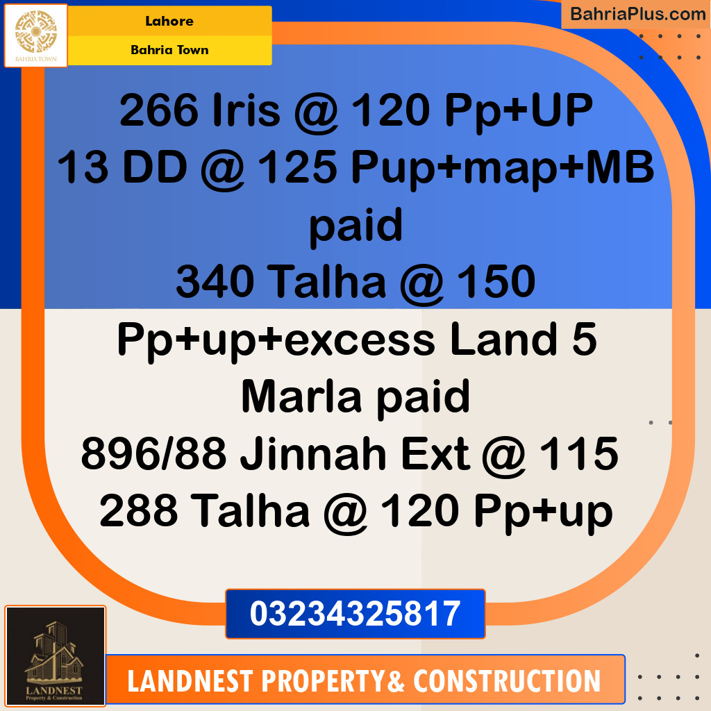 Residential Plot for Sale in Sector D - DD Block -  Bahria Town, Lahore - (BP-169916)