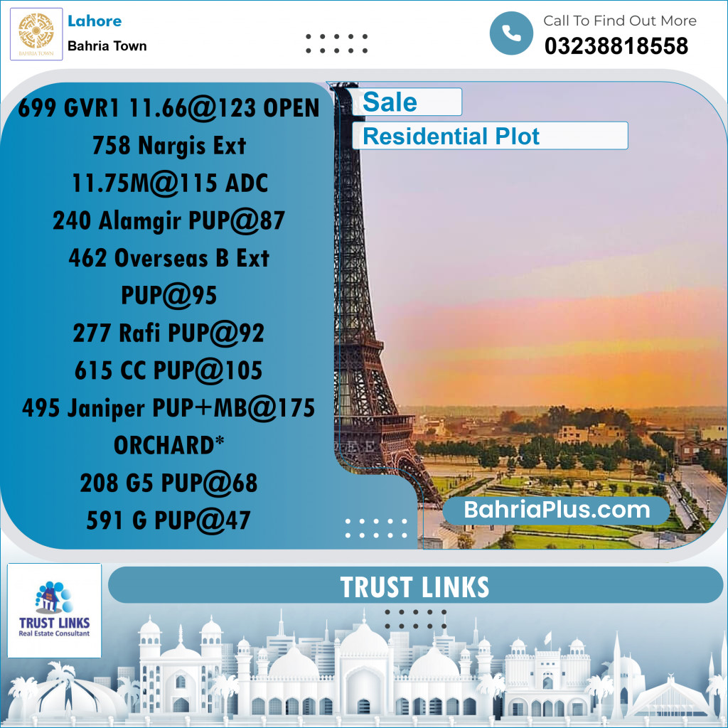 Residential Plot for Sale in Golf Phase 1 - Bahria Town, Lahore - (BP-169922)