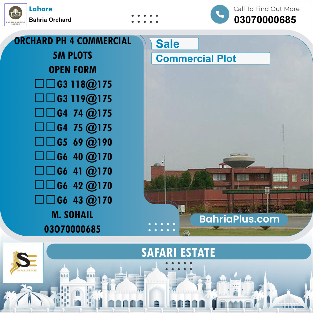 Commercial Plot for Sale in Phase 4 - G3 Block -  Bahria Orchard, Lahore - (BP-169970)