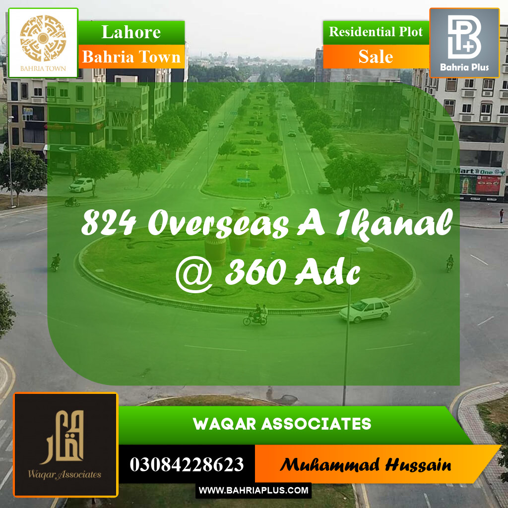 Residential Plot for Sale in Overseas A - Bahria Town, Lahore - (BP-169992)