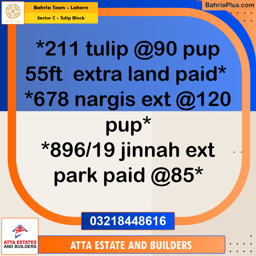 Residential Plot for Sale in Sector C - Tulip Block -  Bahria Town, Lahore - (BP-170071)
