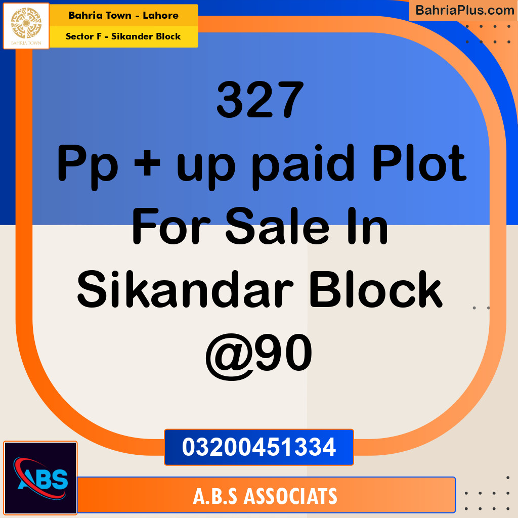 Residential Plot for Sale in Sector F - Sikander Block -  Bahria Town, Lahore - (BP-170117)