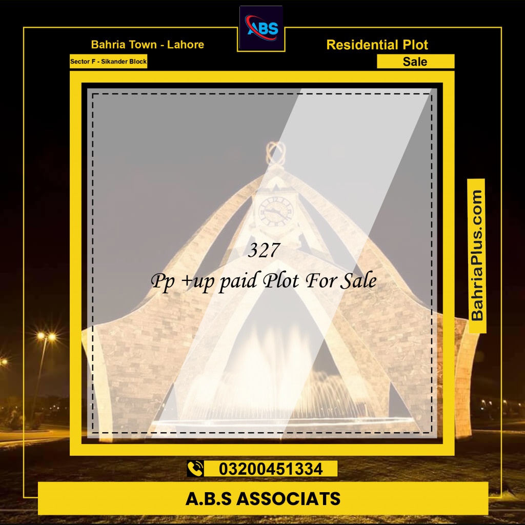 Residential Plot for Sale in Sector F - Sikander Block -  Bahria Town, Lahore - (BP-170139)