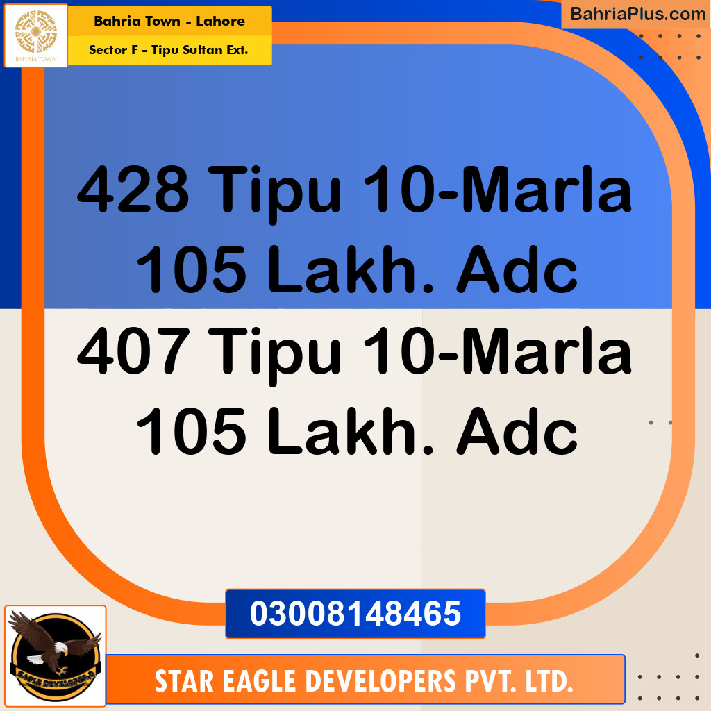 Residential Plot for Sale in Sector F - Tipu Sultan Ext. -  Bahria Town, Lahore - (BP-170145)