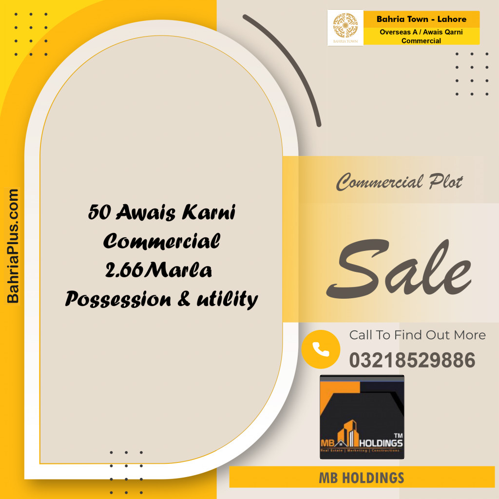 Commercial Plot for Sale in Overseas A / Awais Qarni Commercial -  Bahria Town, Lahore - (BP-170234)