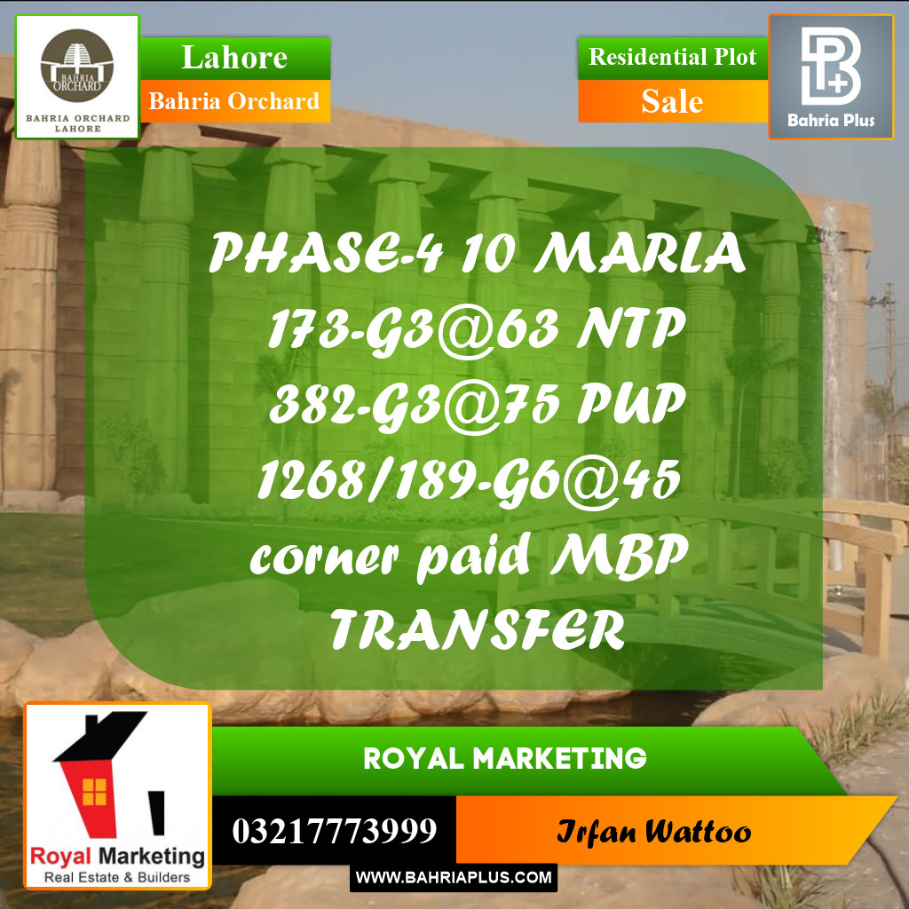 Residential Plot for Sale in Phase 4 - G3 Block -  Bahria Orchard, Lahore - (BP-170236)