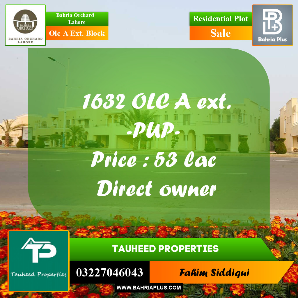 Residential Plot for Sale in OLC-A Ext. Block -  Bahria Orchard, Lahore - (BP-170242)