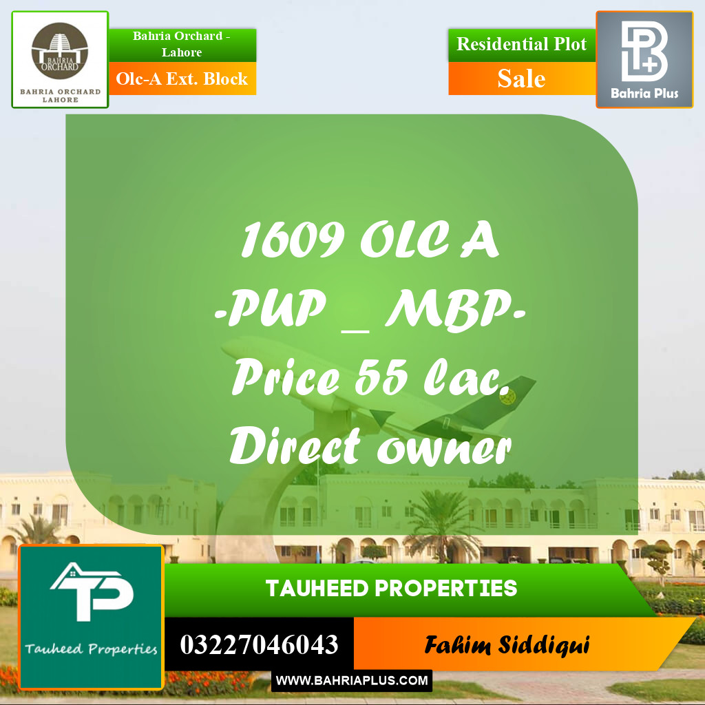 Residential Plot for Sale in OLC-A Ext. Block -  Bahria Orchard, Lahore - (BP-170244)