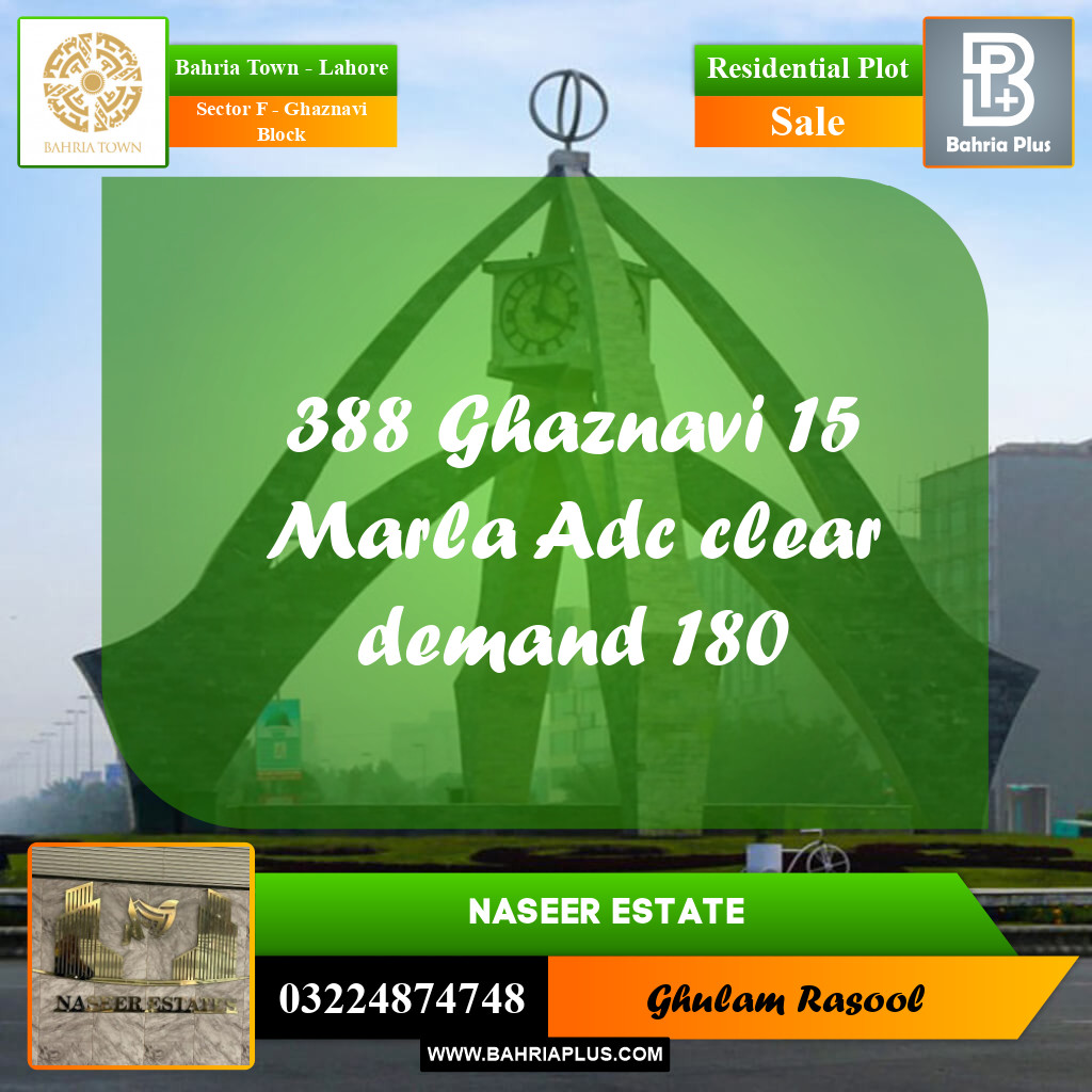 Residential Plot for Sale in Sector F - Ghaznavi Block -  Bahria Town, Lahore - (BP-170248)