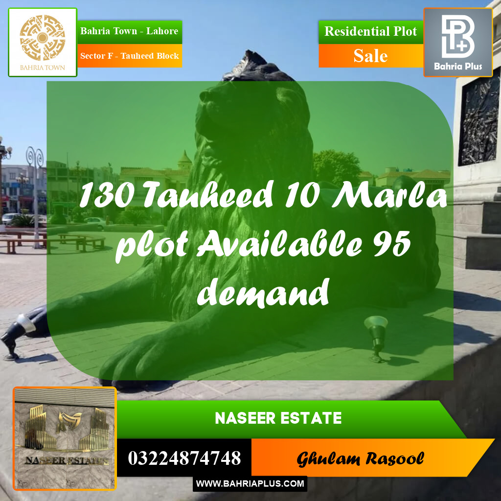 Residential Plot for Sale in Sector F - Tauheed Block -  Bahria Town, Lahore - (BP-170254)