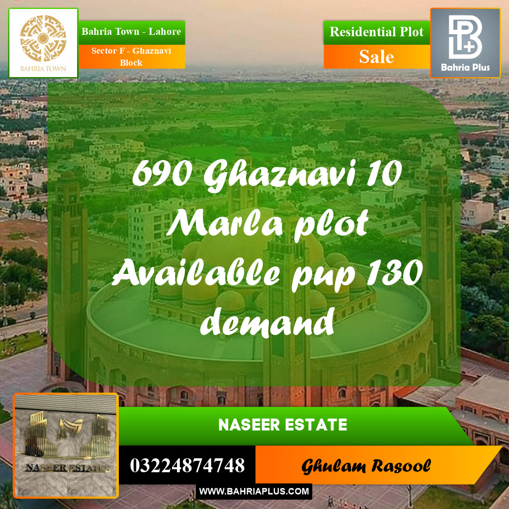 Residential Plot for Sale in Sector F - Ghaznavi Block -  Bahria Town, Lahore - (BP-170257)