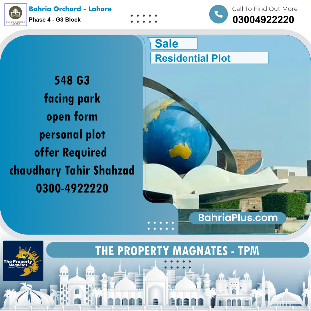 Residential Plot for Sale in Phase 4 - G3 Block -  Bahria Orchard, Lahore - (BP-170282)