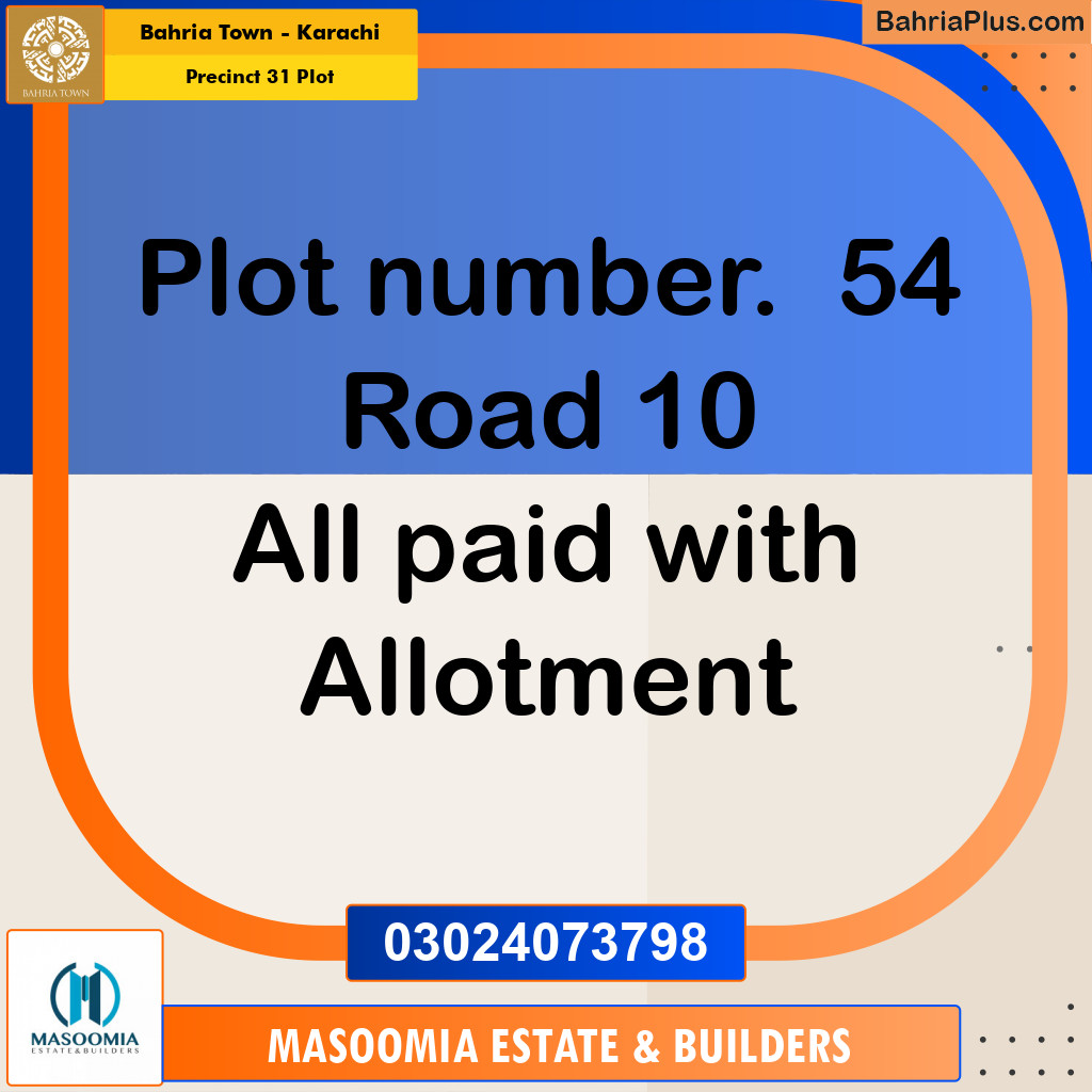 Residential Plot for Sale in Precinct 31 Plot -  Bahria Town, Karachi - (BP-170318)