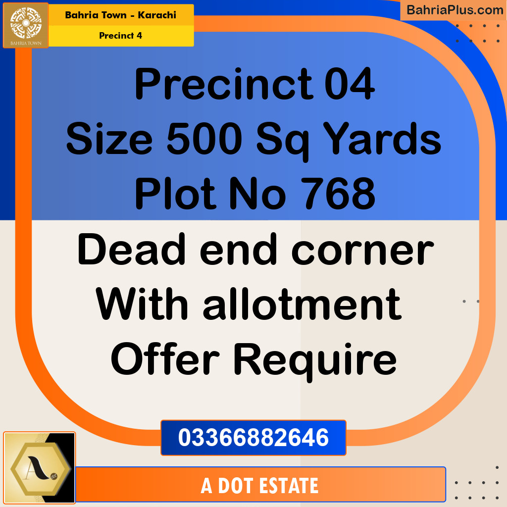 500 Sq. Yards Residential Plot for Sale in Precinct 4 -  Bahria Town, Karachi - (BP-170351)