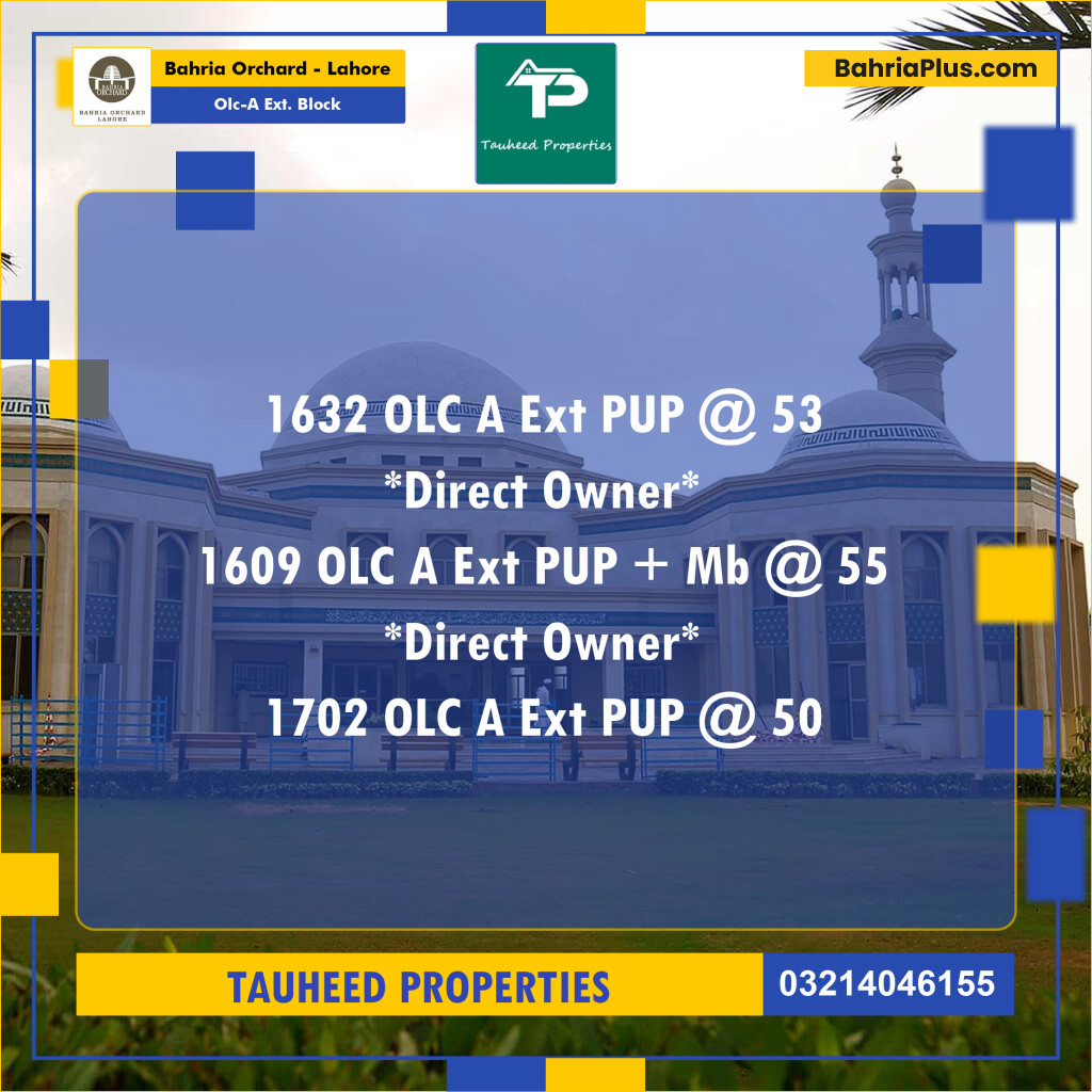 Residential Plot for Sale in OLC-A Ext. Block -  Bahria Orchard, Lahore - (BP-170421)