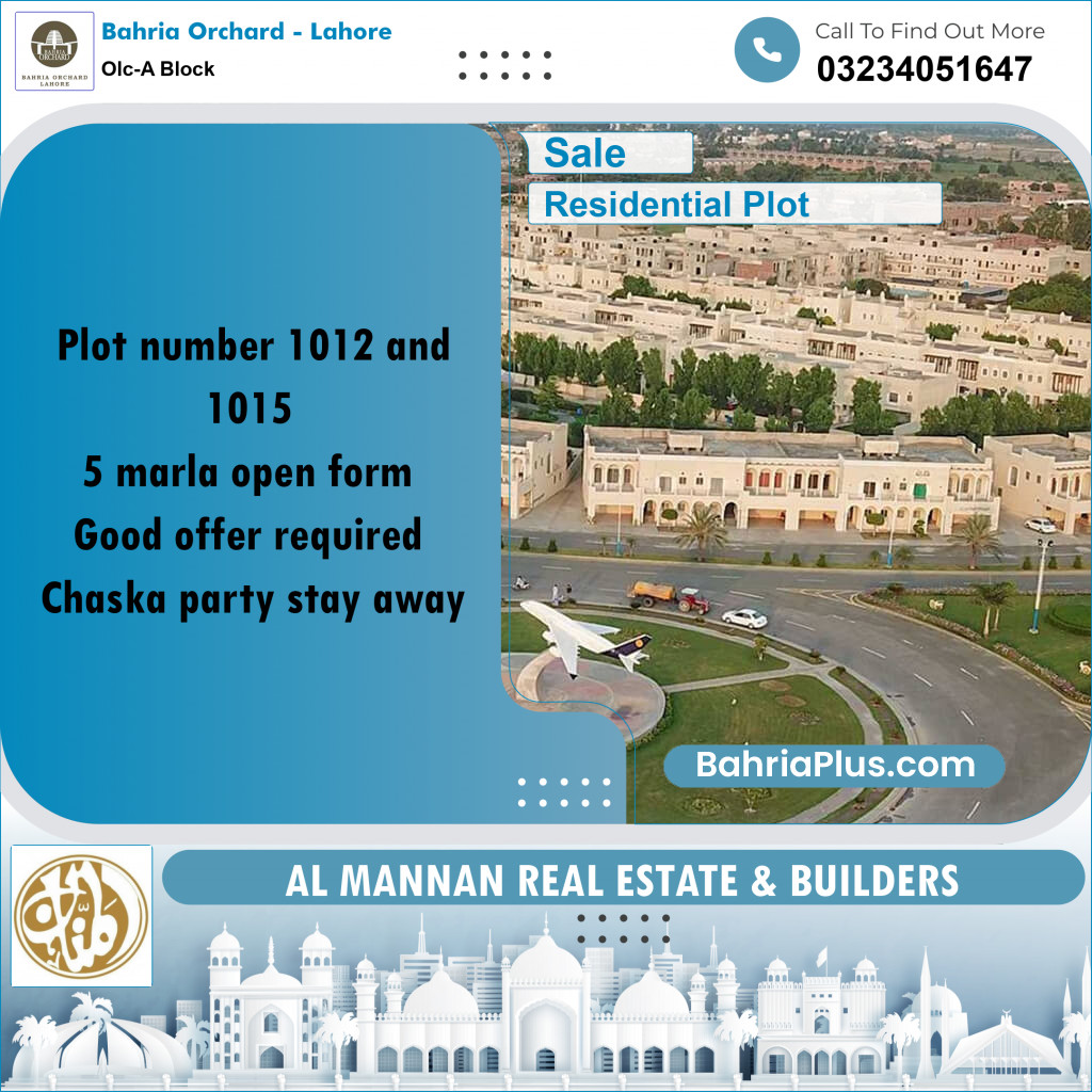 Residential Plot for Sale in OLC-A Block -  Bahria Orchard, Lahore - (BP-170422)