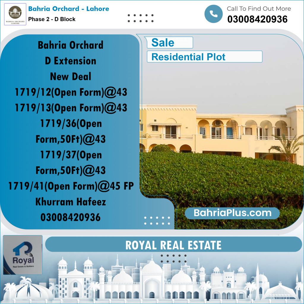 Residential Plot for Sale in Phase 2 - D Block -  Bahria Orchard, Lahore - (BP-170429)