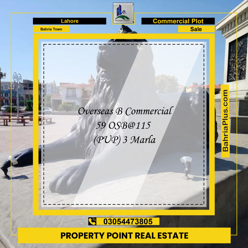 Commercial Plot for Sale in Overseas B Commercial -  Bahria Town, Lahore - (BP-170432)