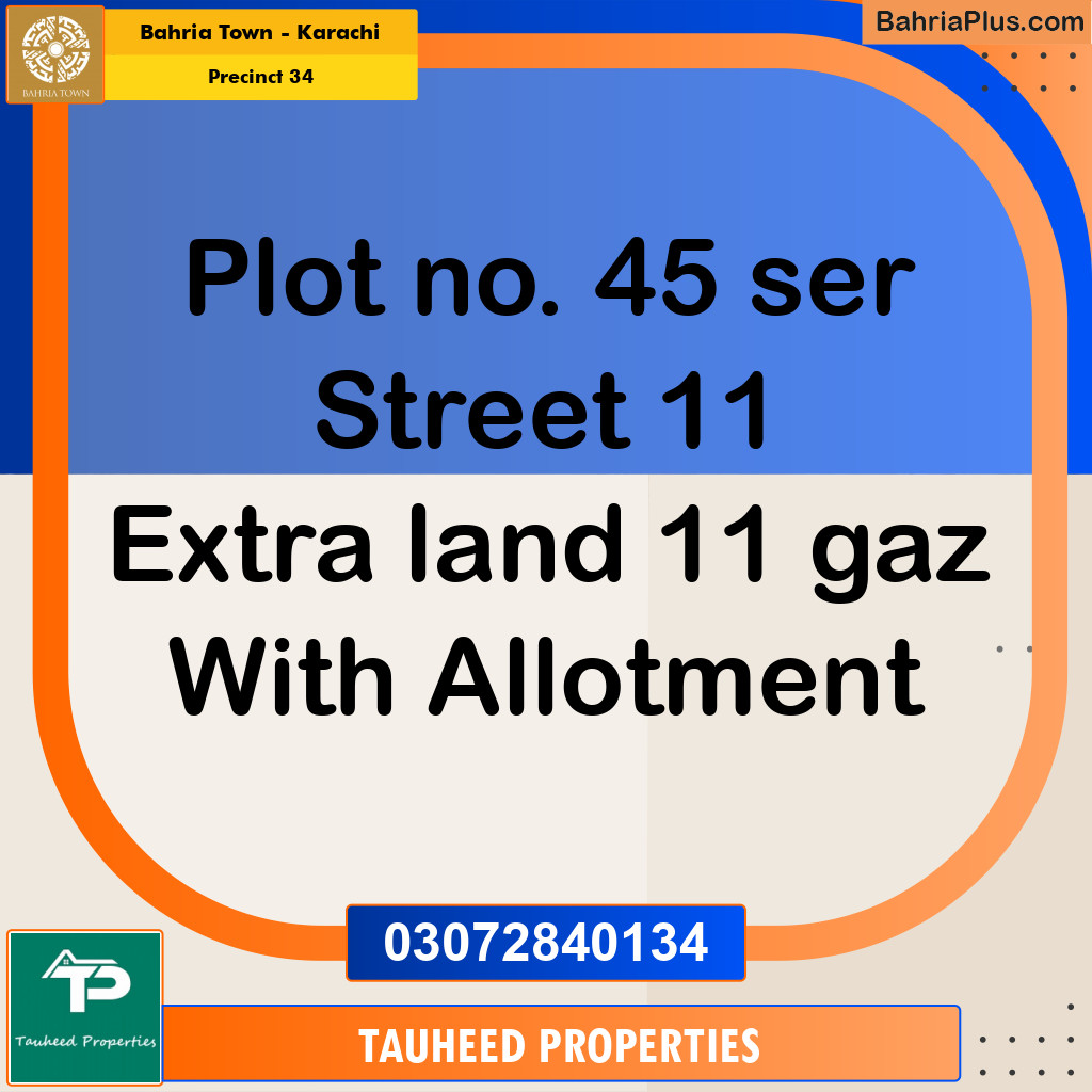250 Sq. Yards Residential Plot for Sale in Precinct 34 -  Bahria Town, Karachi - (BP-170520)