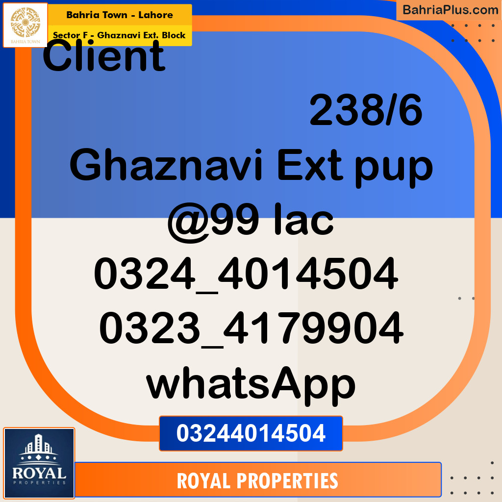 Residential Plot for Sale in Sector F - Ghaznavi Ext. Block -  Bahria Town, Lahore - (BP-170581)