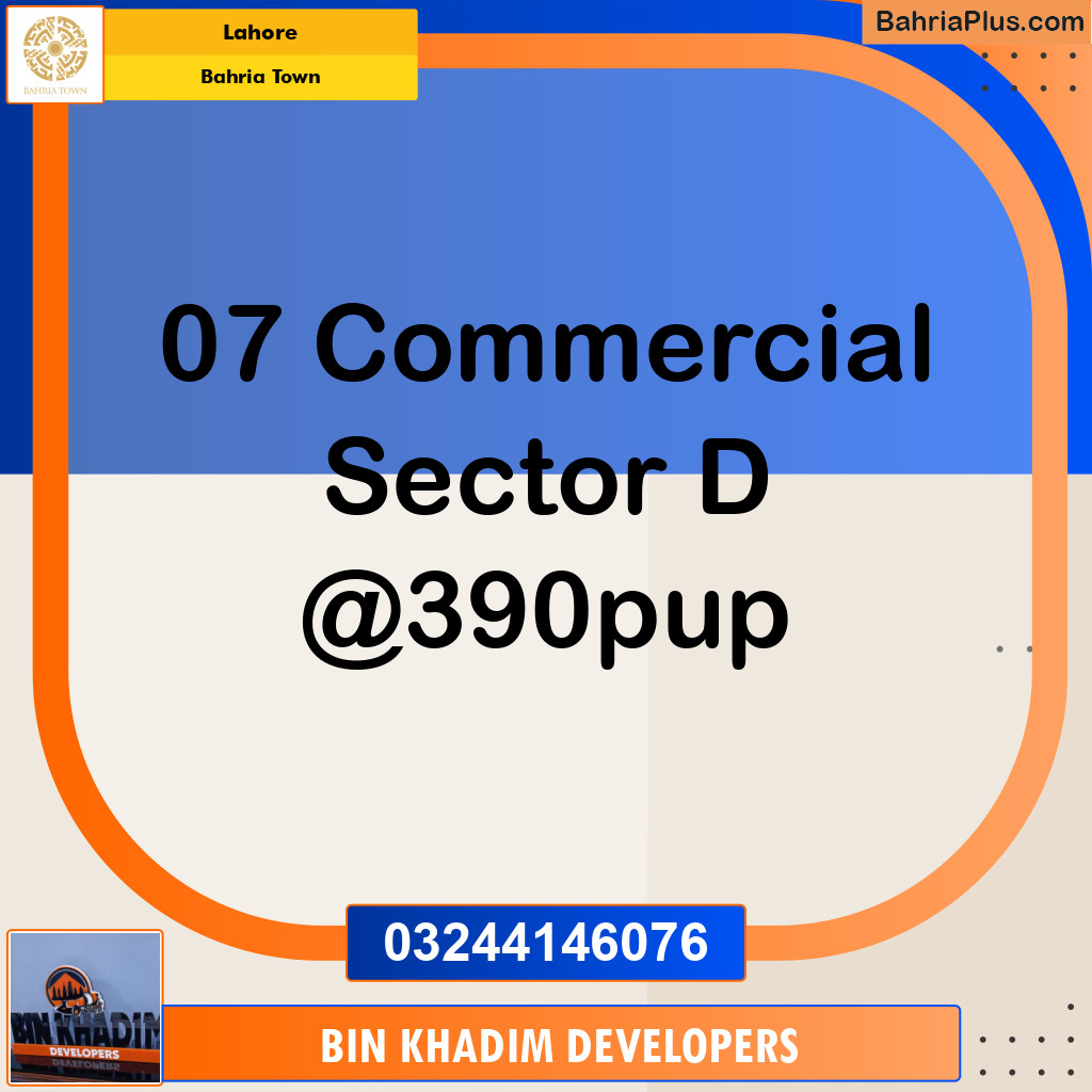 Commercial Plot for Sale in Sector D MB Commercial -  Bahria Town, Lahore - (BP-170672)