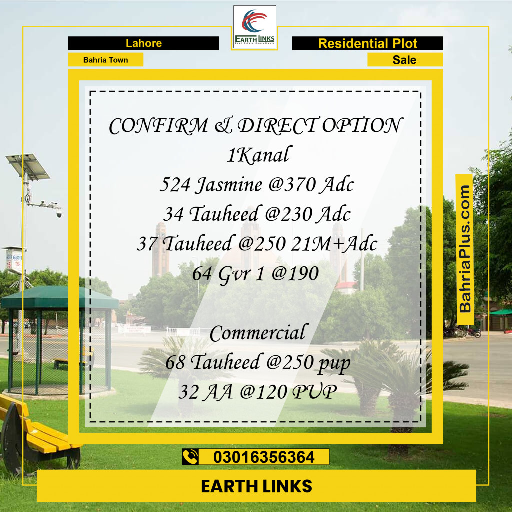 Residential Plot for Sale in Sector C - Jasmine Block -  Bahria Town, Lahore - (BP-170716)