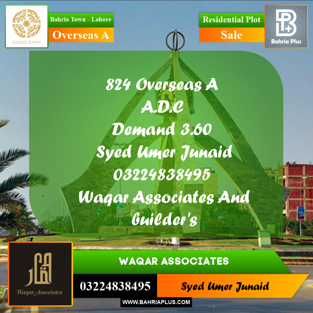 Residential Plot for Sale in Overseas A -  Bahria Town, Lahore - (BP-170738)