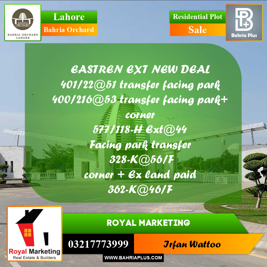 Residential Plot for Sale in Bahria Orchard, Lahore - (BP-170757)
