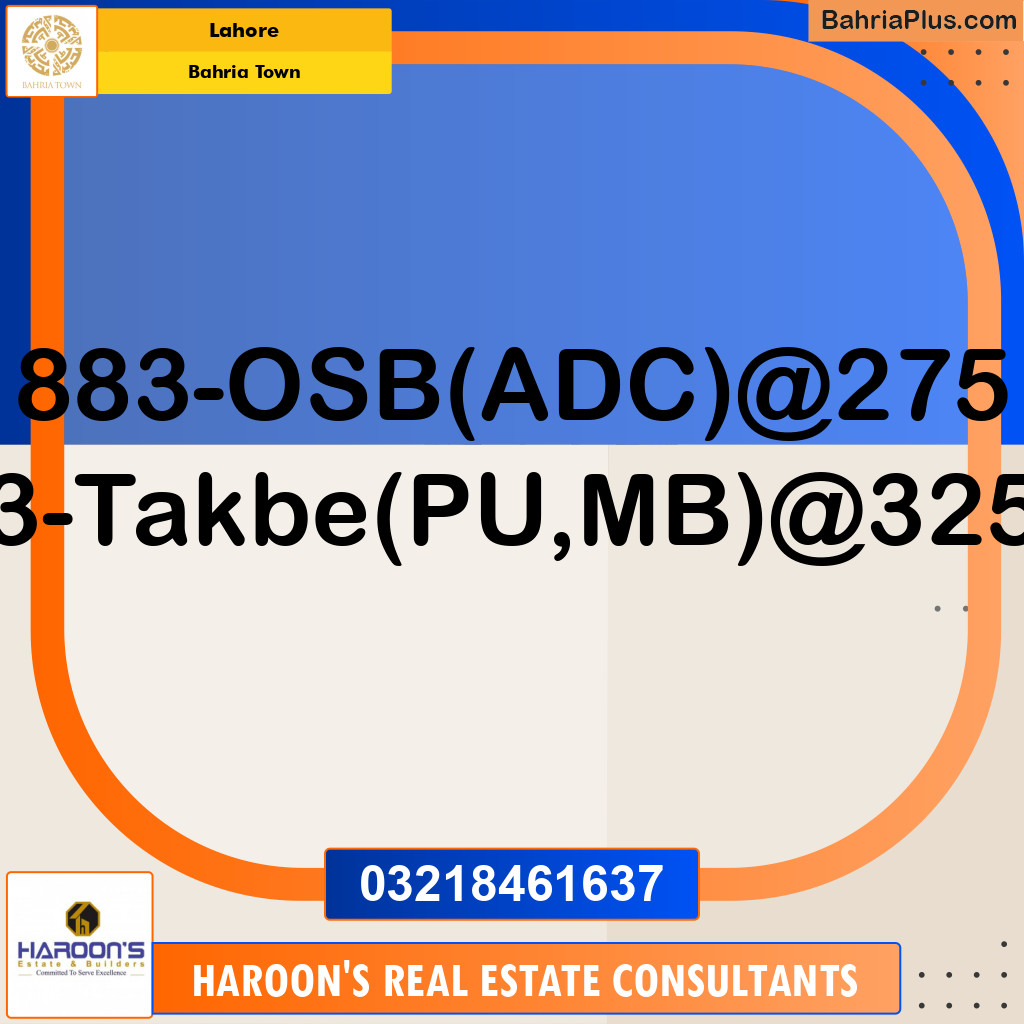 Residential Plot for Sale in Overseas B -  Bahria Town, Lahore - (BP-170778)