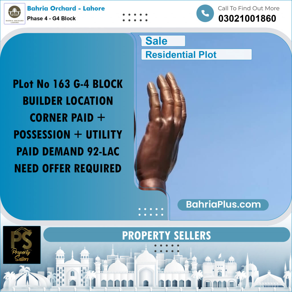Residential Plot for Sale in Phase 4 - G4 Block -  Bahria Orchard, Lahore - (BP-170786)