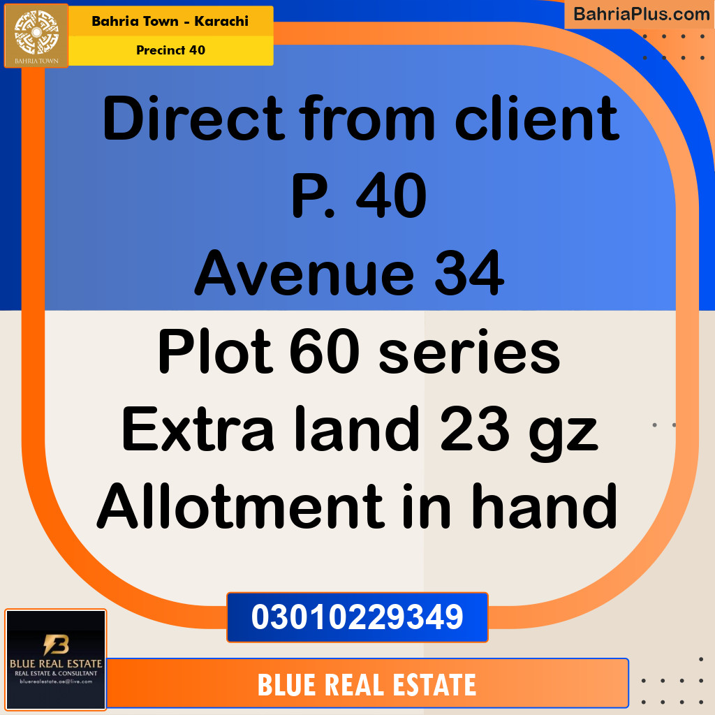 Residential Plot for Sale in Precinct 40 -  Bahria Town, Karachi - (BP-170799)