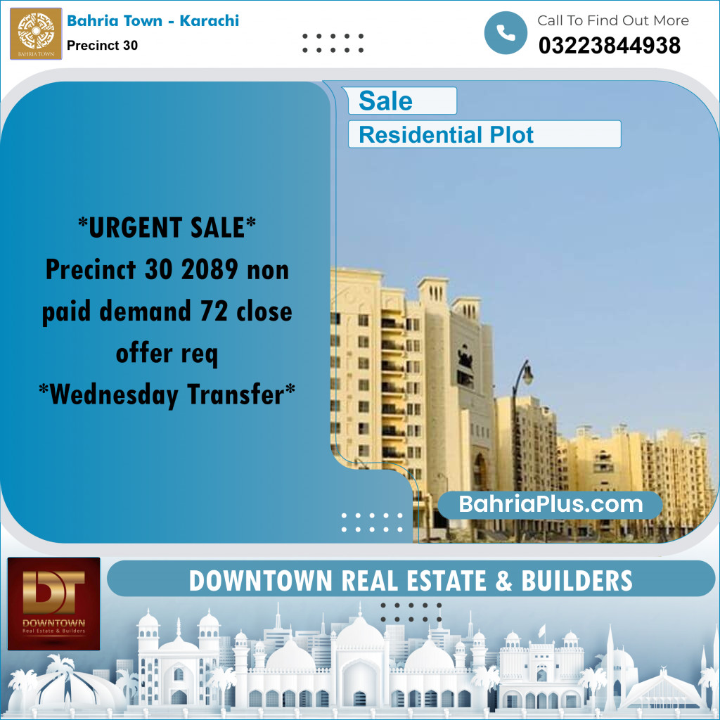250 Sq. Yards Residential Plot for Sale in Precinct 30 -  Bahria Town, Karachi - (BP-170845)