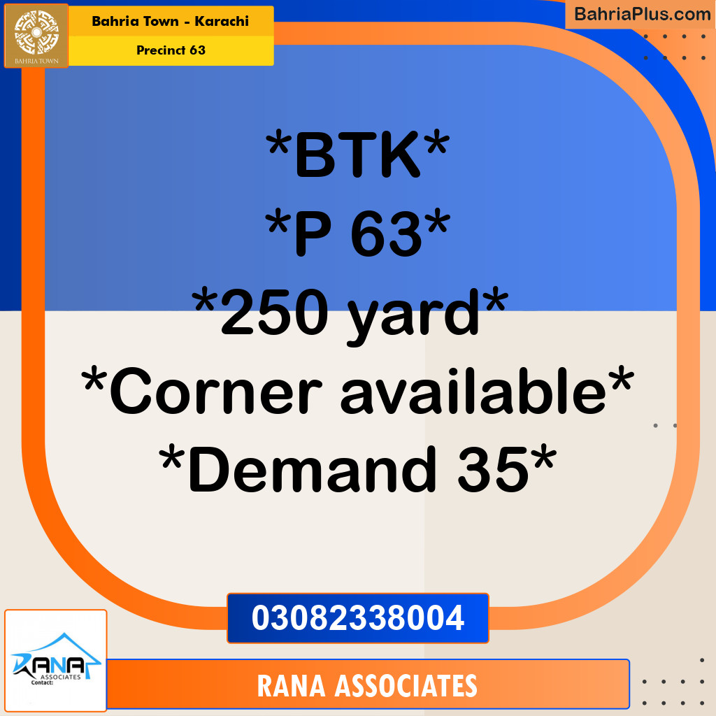 Residential Plot for Sale in Precinct 63 -  Bahria Town, Karachi - (BP-170853)
